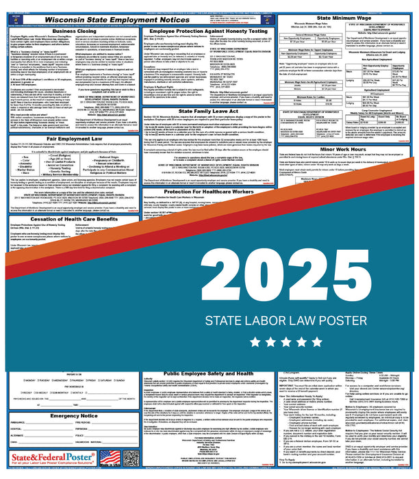 PREORDER - Wisconsin State Labor Law Poster 2025