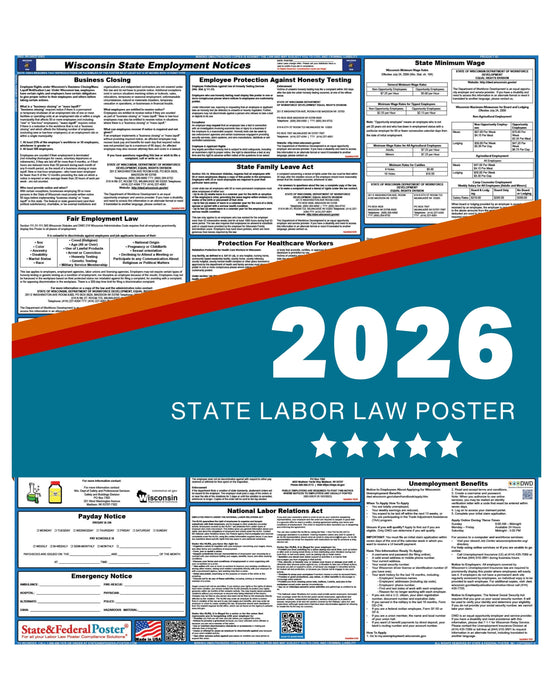 PREORDER - Wisconsin State Labor Law Poster 2026