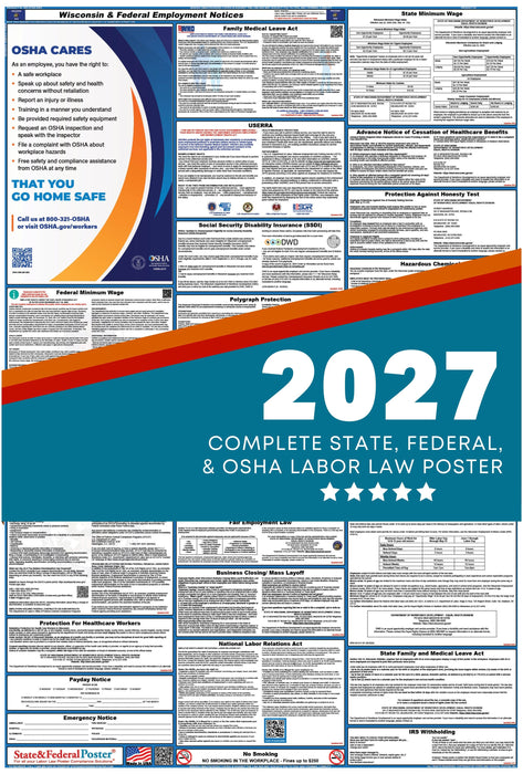 Wisconsin State and Federal Labor Law Poster 2027 - State and Federal Poster