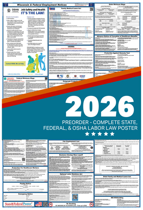 PREORDER - Wisconsin State and Federal Labor Law Poster 2026