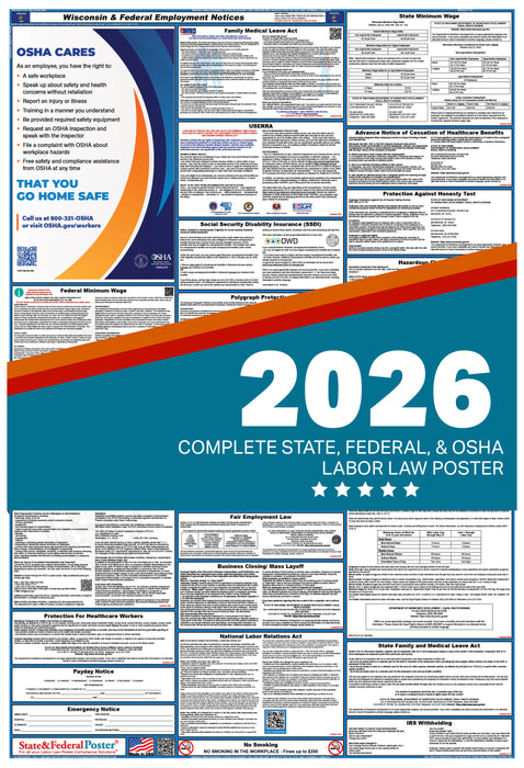 Wisconsin State and Federal Labor Law Poster 2026 - State and Federal Poster
