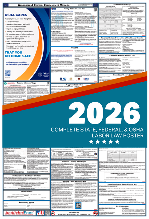 Digital Wisconsin Labor Law Poster 2026 - State and Federal Poster