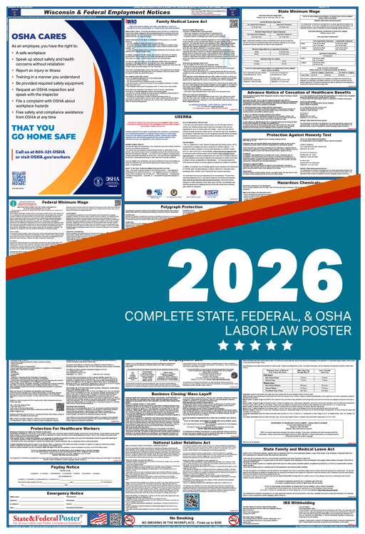 Digital Wisconsin Labor Law Poster 2026 - State and Federal Poster