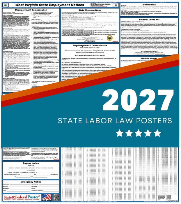 West Virginia State Labor Law Poster 2027 - State and Federal Poster
