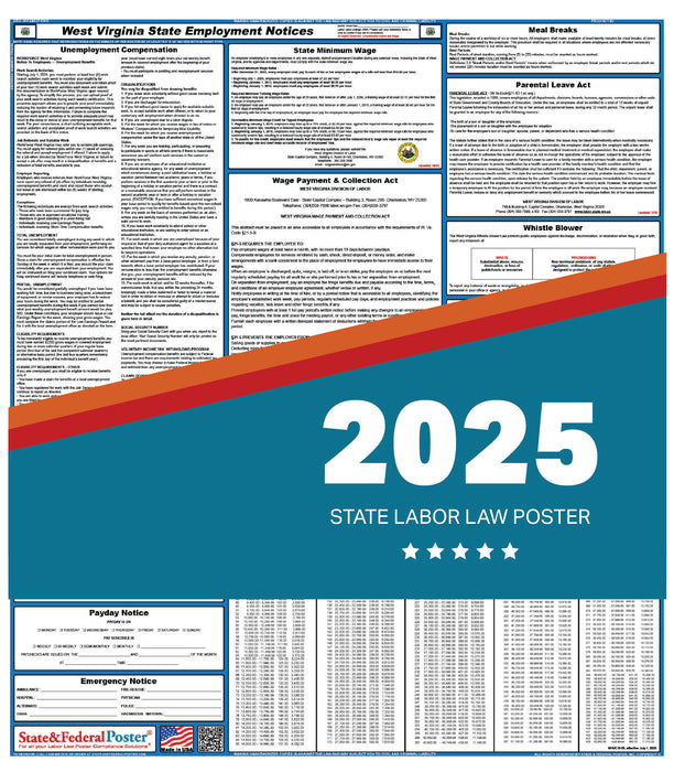 PREORDER - West Virginia State Labor Law Poster 2025