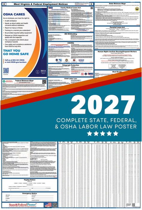 West Virginia State and Federal Labor Law Poster 2027 - State and Federal Poster