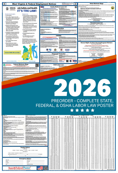 PREORDER - West Virginia State and Federal Labor Law Poster 2026