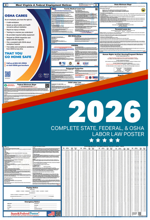 West Virginia State and Federal Labor Law Poster 2026 - State and Federal Poster
