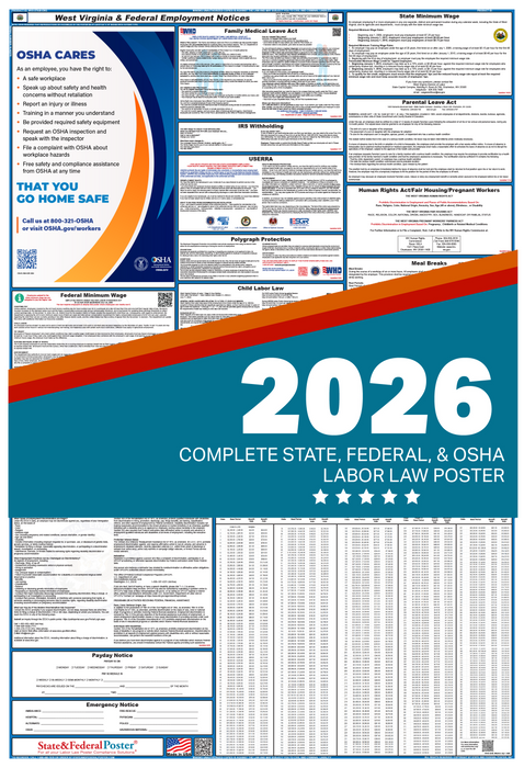 Digital West Virginia Labor Law Poster 2026 - State and Federal Poster