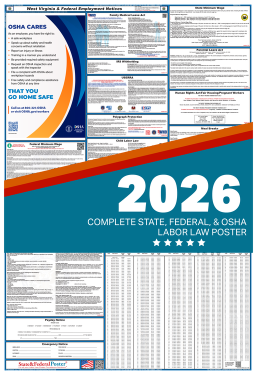 Digital West Virginia Labor Law Poster 2026 - State and Federal Poster