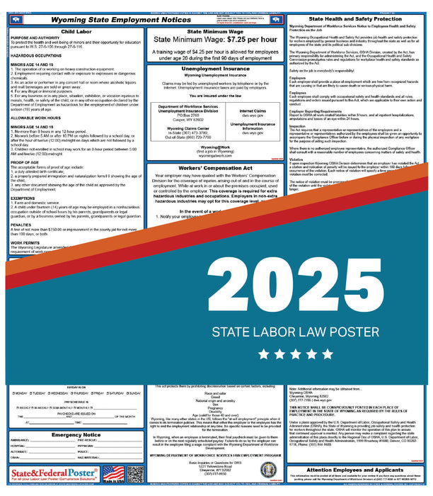 PREORDER - Wyoming State Labor Law Poster 2025