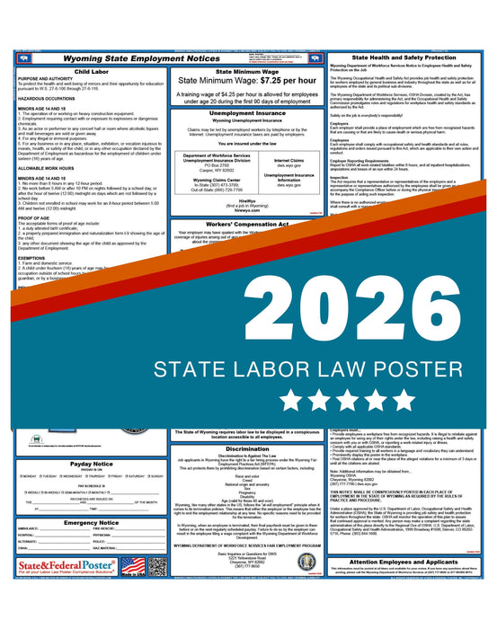 PREORDER - Wyoming State Labor Law Poster 2026
