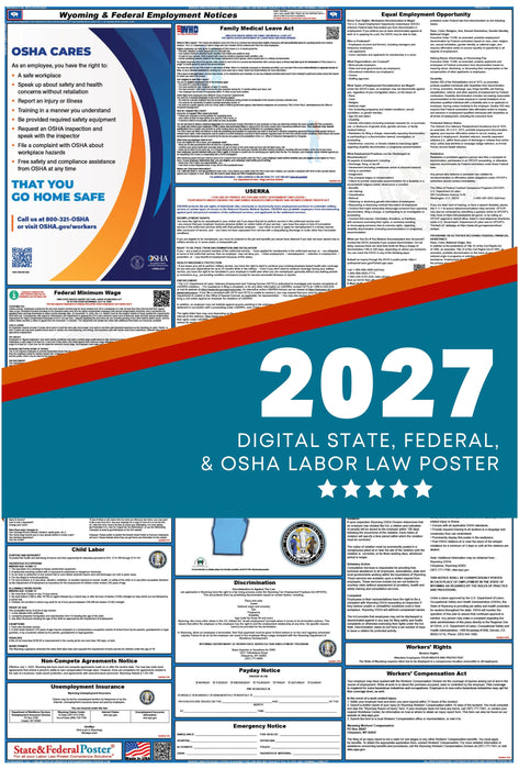 Digital Wyoming Labor Law Poster 2027 - State and Federal Poster