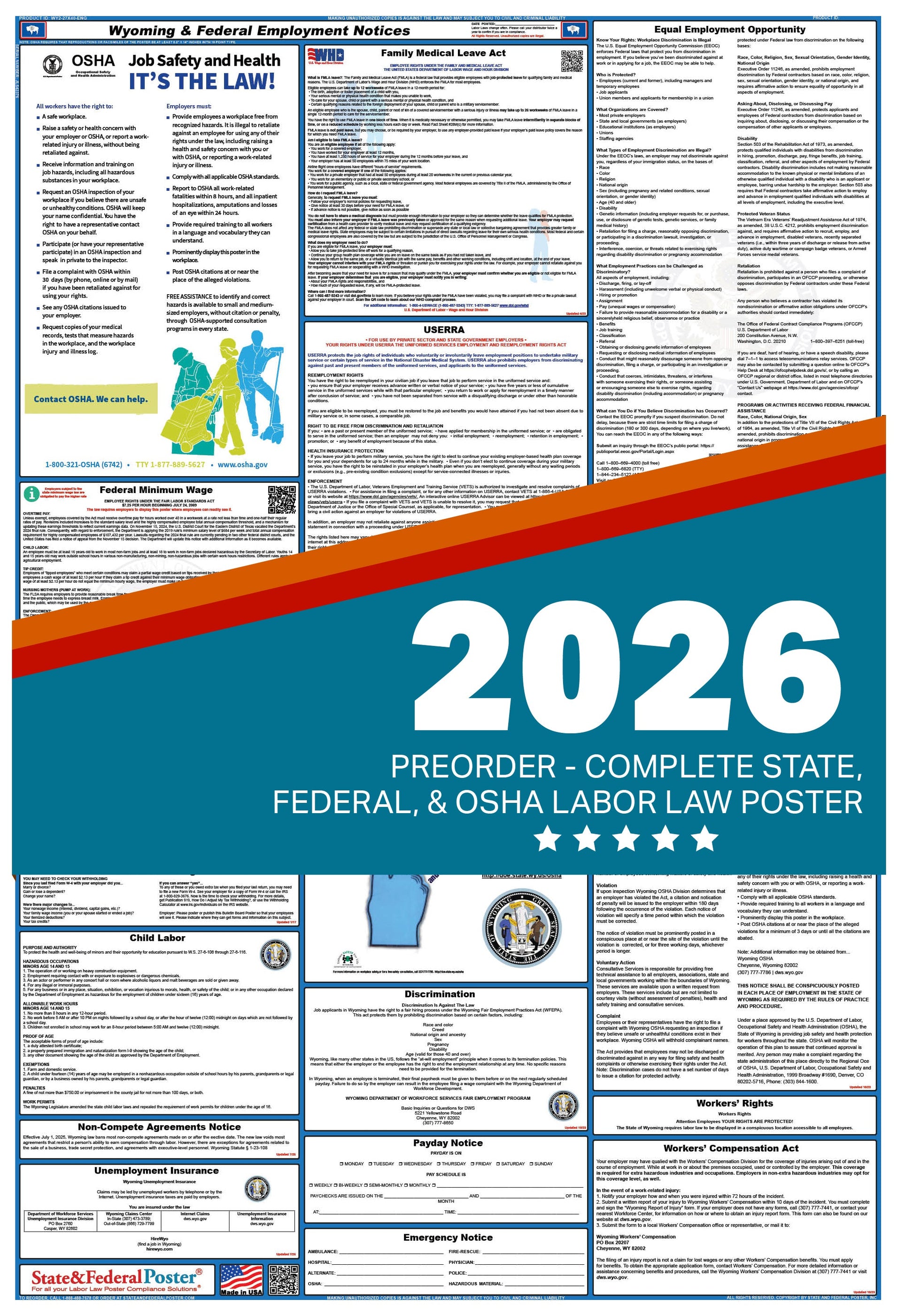 Digital Wyoming Labor Law Poster 2026 — State and Federal Poster