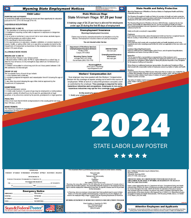 Wyoming State Labor Law Poster 2024
