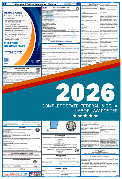 Digital Wyoming Labor Law Poster 2026 - State and Federal Poster