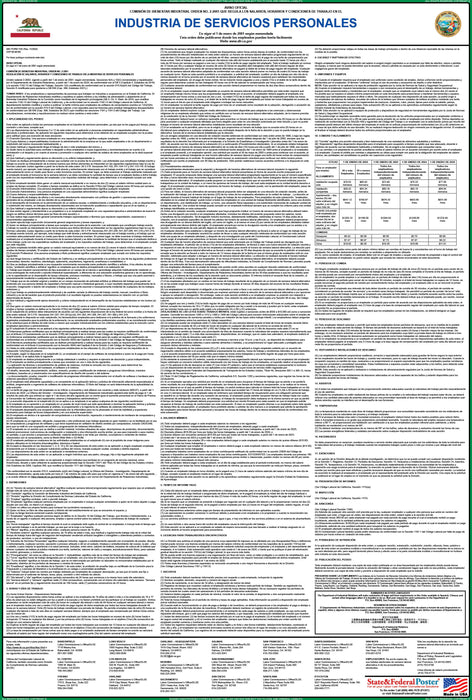 Preorder 2027 California IWC 02 - Personal Services Industry Wage Order - State and Federal Poster