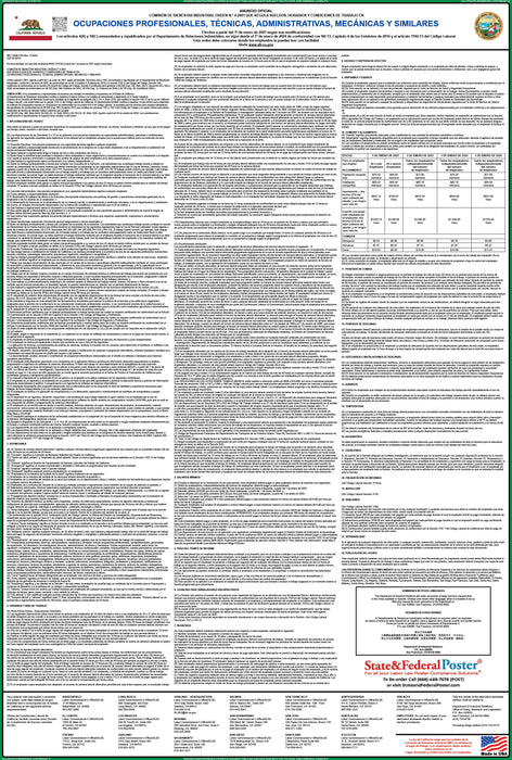 Preorder 2027 California IWC 04 - Professional, Technical, Clerical, Mechanical, etc Wage Order - State and Federal Poster