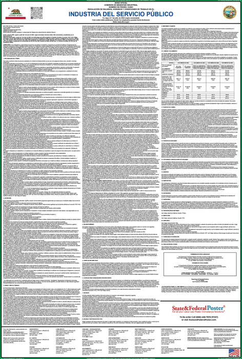 Preorder 2027 California IWC 05 - Public Housekeeping Industry Wage Order - State and Federal Poster