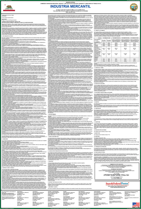 Preorder 2027 California IWC 07 - Mercantile Industry Wage Order - State and Federal Poster