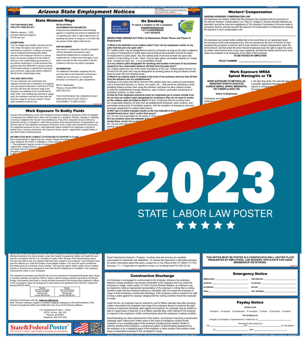 Arizona State Labor Law Poster 2023
