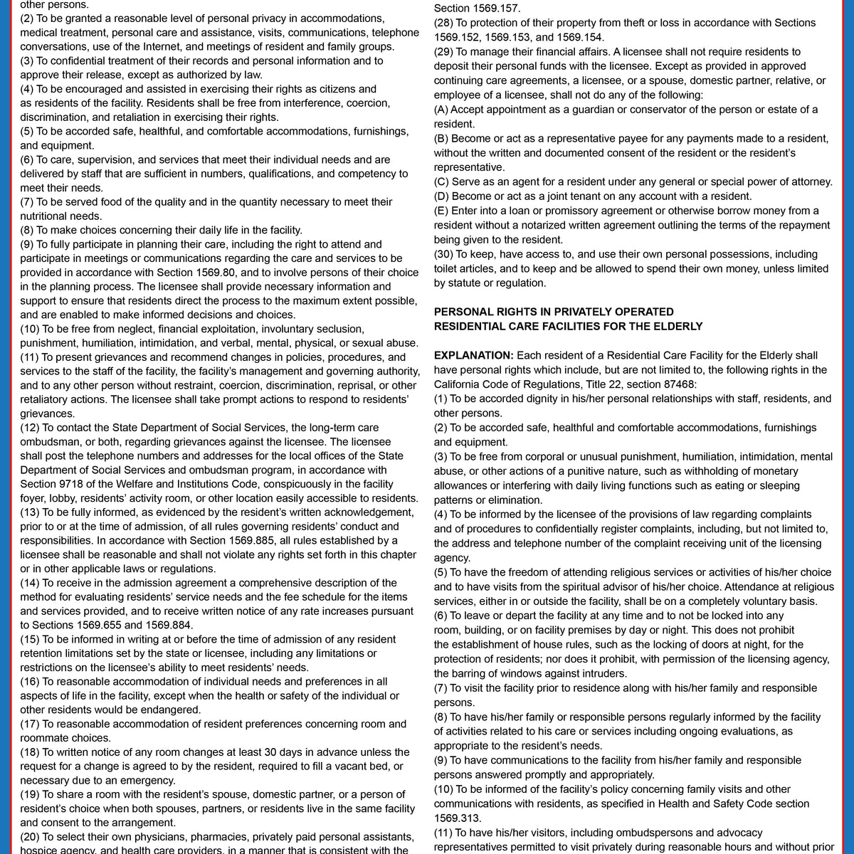 Nursing Home Residents Rights Poster