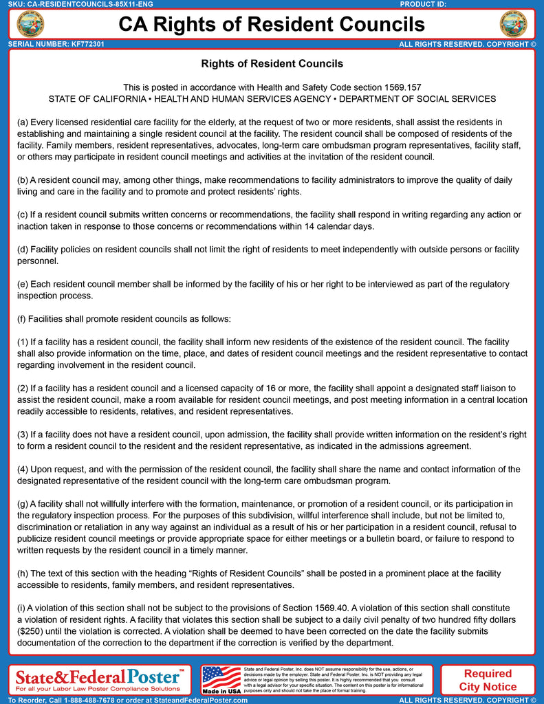 Nursing Home Residents Rights Poster