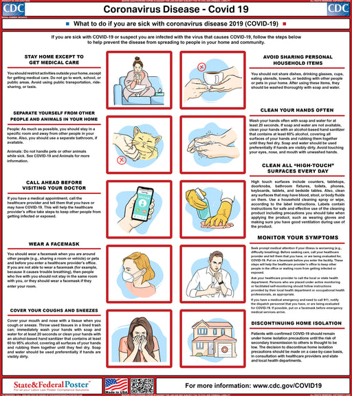 COVID-19 - Coronavirus Safety Awareness Poster - State and Federal Poster