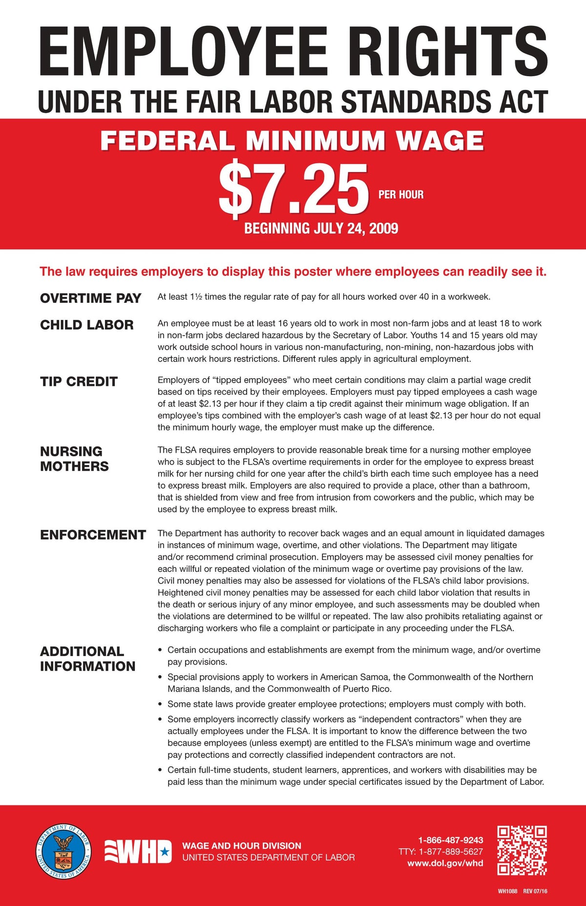 Fair Labor Standards Act (FLSA) Minimum Wage Poster — State and Federal