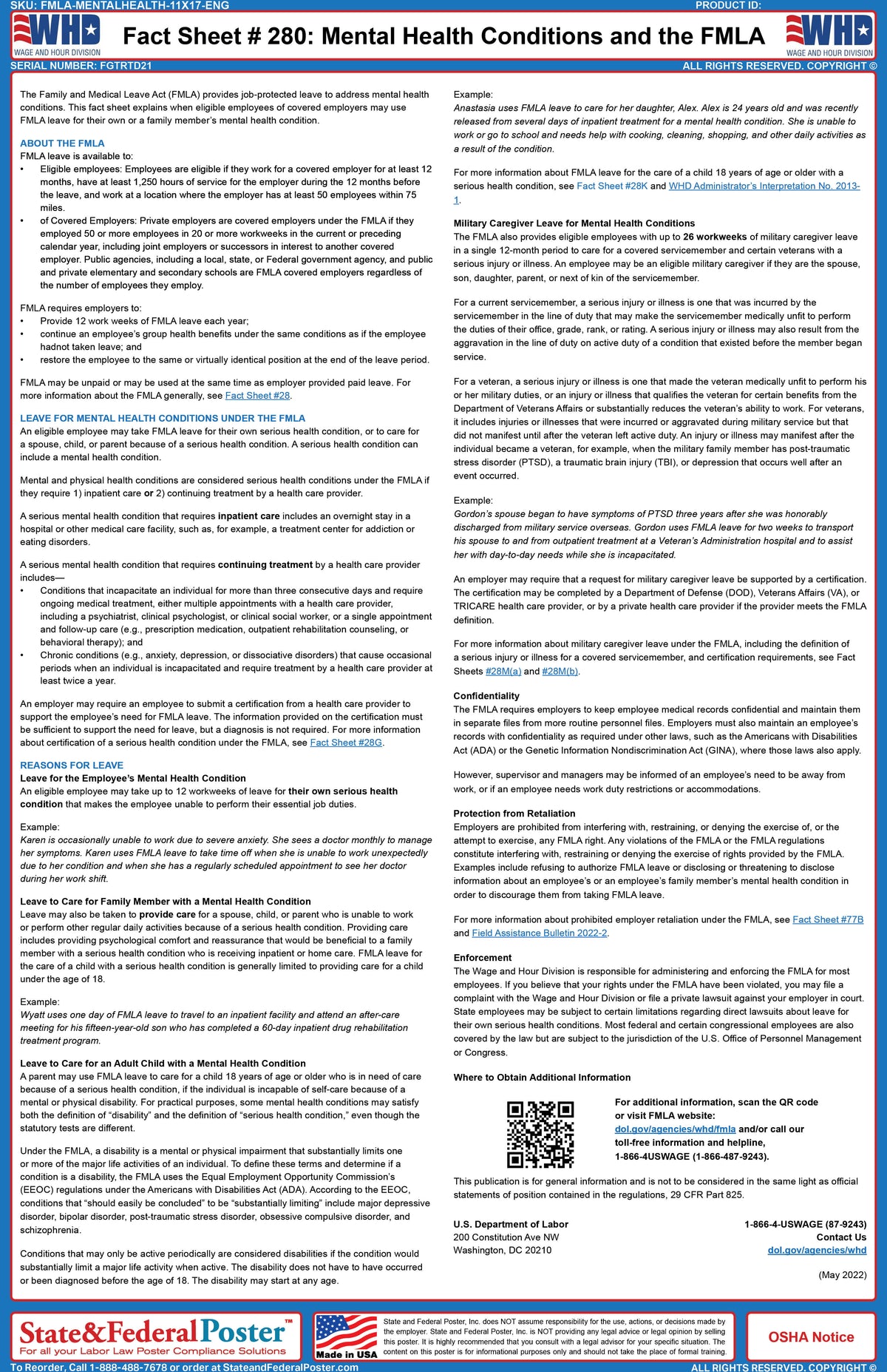 Fmla Flyer.pdf OSHA: Federal Fact Sheet #280: Mental Health Conditions and the FMLA ...