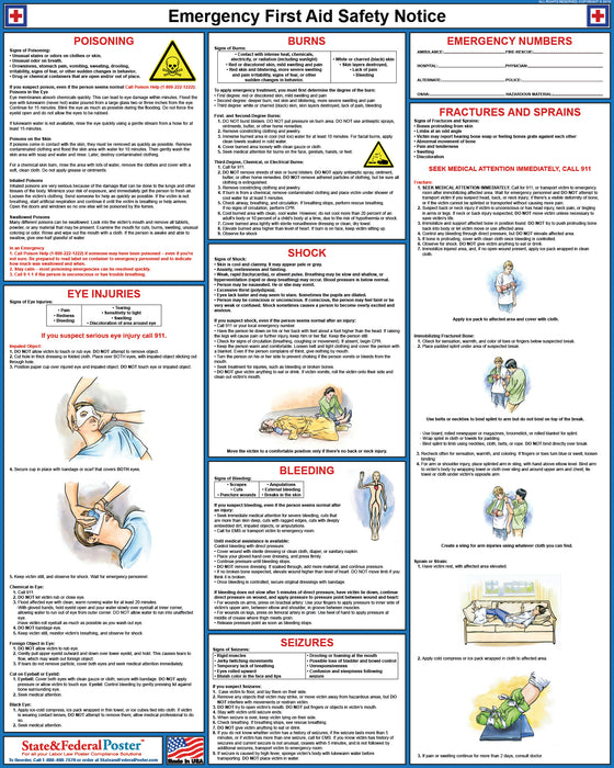 First Aid Safety Poster - State and Federal Poster