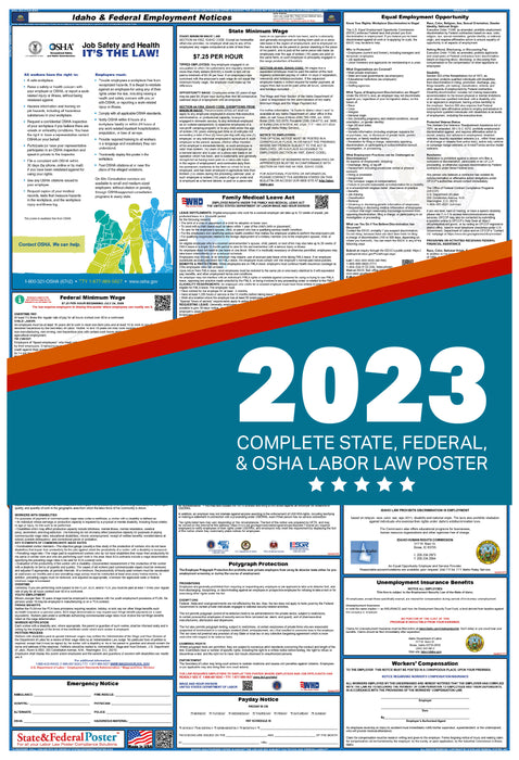 Idaho State and Federal Labor Law Poster 2023