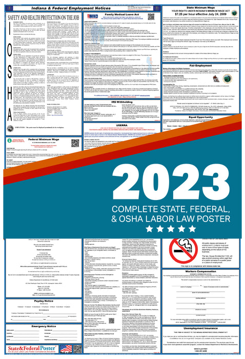 Indiana State and Federal Labor Law Poster 2023