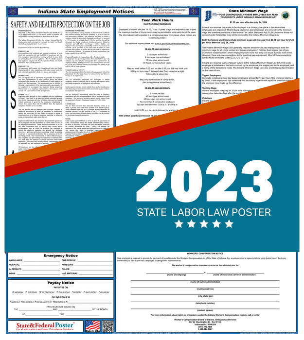 Indiana State Labor Law Poster 2023