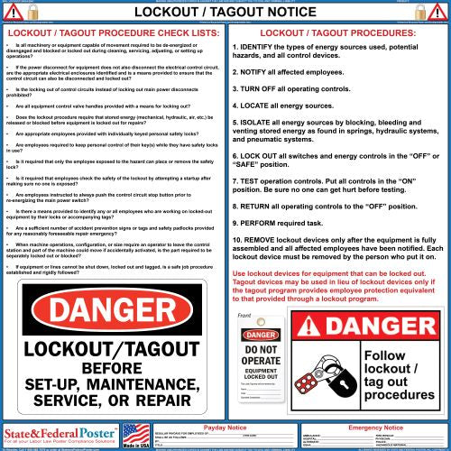 Lockout / Tagout Notice — State and Federal Poster