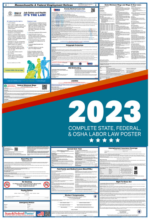 Massachusetts State and Federal Labor Law Poster 2023