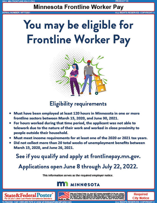 Minnesota Frontline Worker Pay — State and Federal Poster