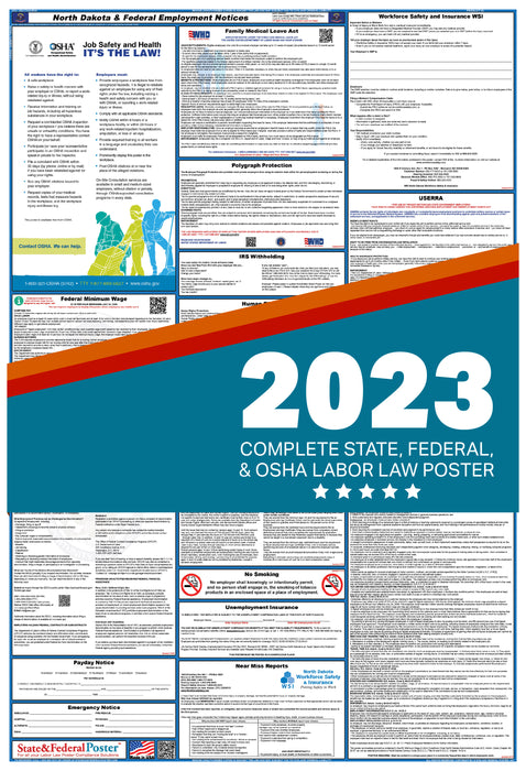 North Dakota State and Federal Labor Law Poster 2023