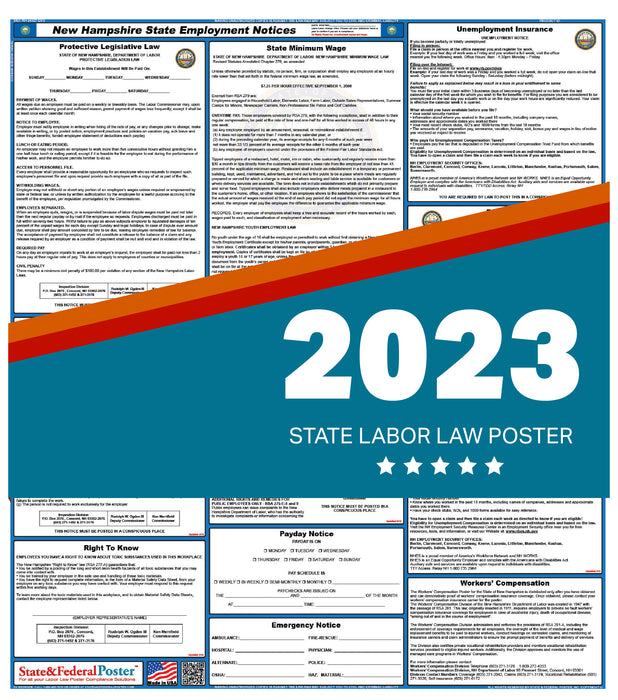 New Hampshire State Labor Law Poster 2023
