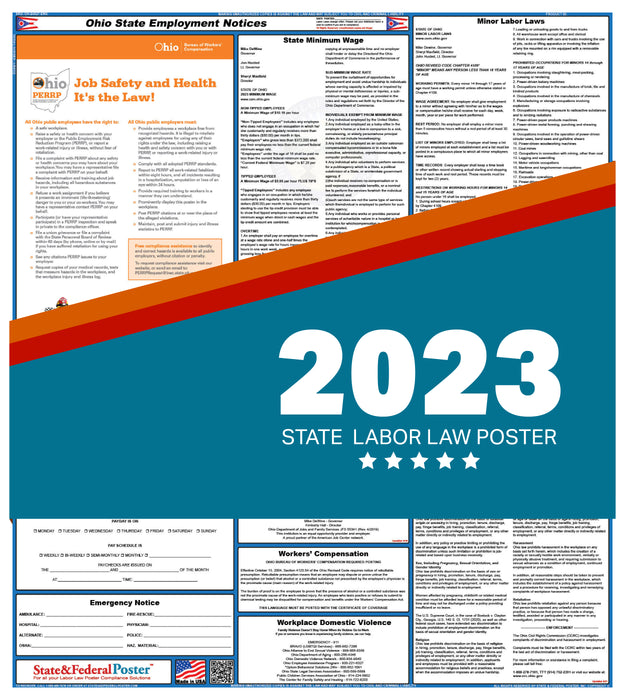 Ohio State Labor Law Poster 2023
