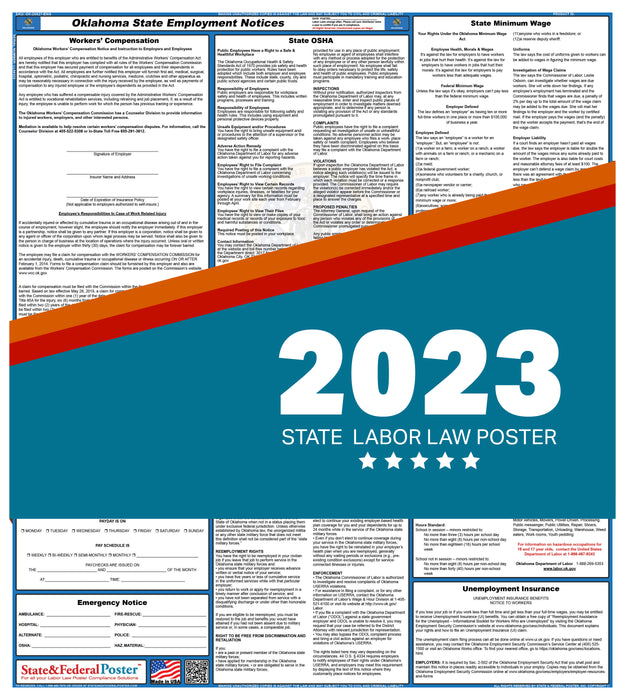 Oklahoma State Labor Law Poster 2023