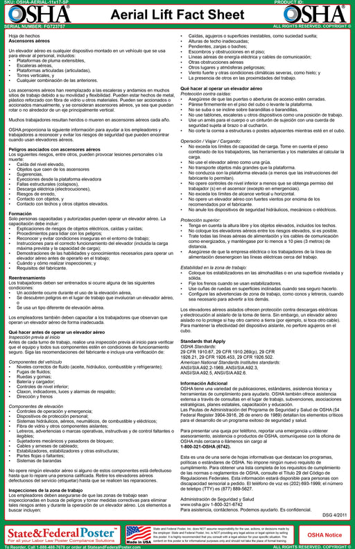 OSHA Aerial Lift Fact Sheet - State and Federal Poster
