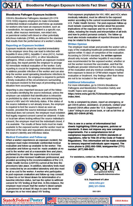 OSHA Bloodborne Pathogen Exposure Incidents Fact Sheet