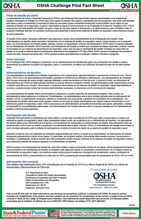 OSHA Challenge Pilot Fact Sheet