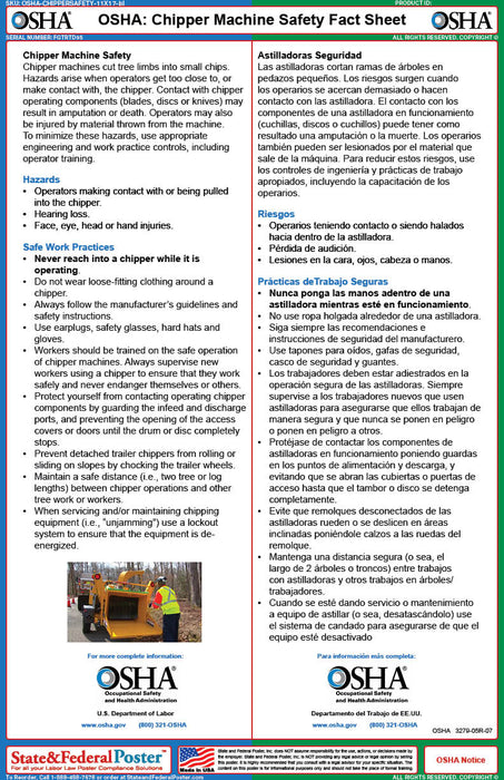 OSHA Chipper Machine Safety Fact Sheet