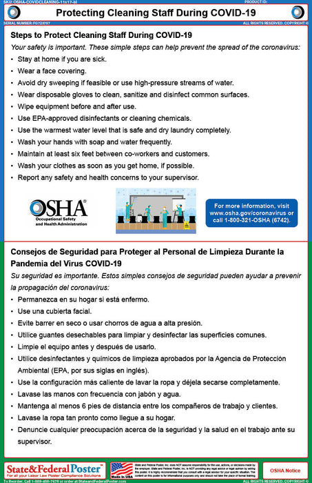 OSHA - Steps to Protect Cleaning Staff During COVID-19