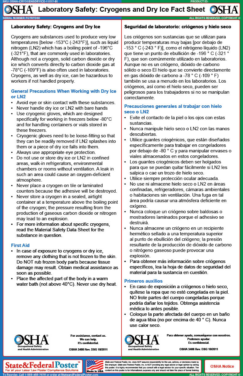 OSHA Laboratory Safety: Cryogens And Dry Ice Fact Sheet — State And ...