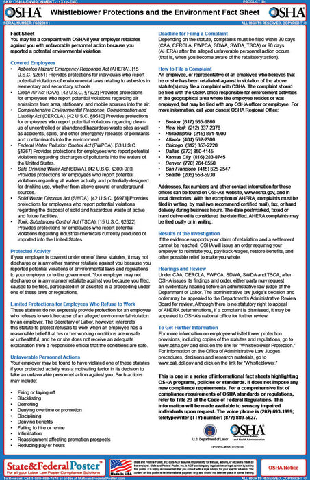 OSHA Whistleblower Protections and the Environment Fact Sheet