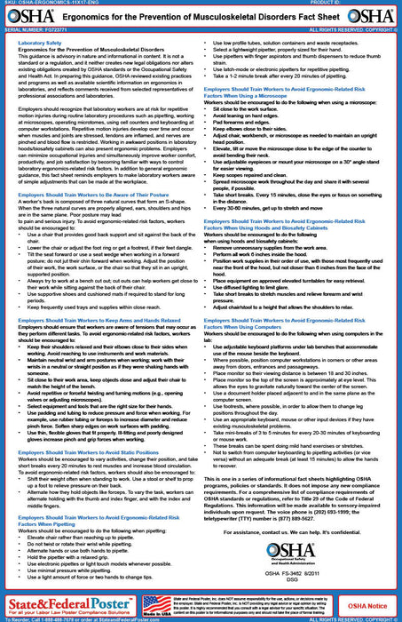 OSHA Ergonomics for the Prevention of Musculoskeletal Disorders Fact Sheet