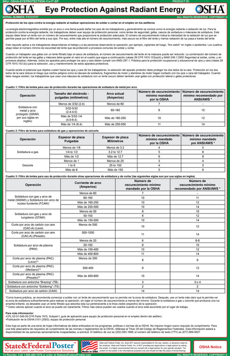 OSHA Eye Protection Against Radiation Energy Fact Sheet
